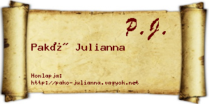 Pakó Julianna névjegykártya